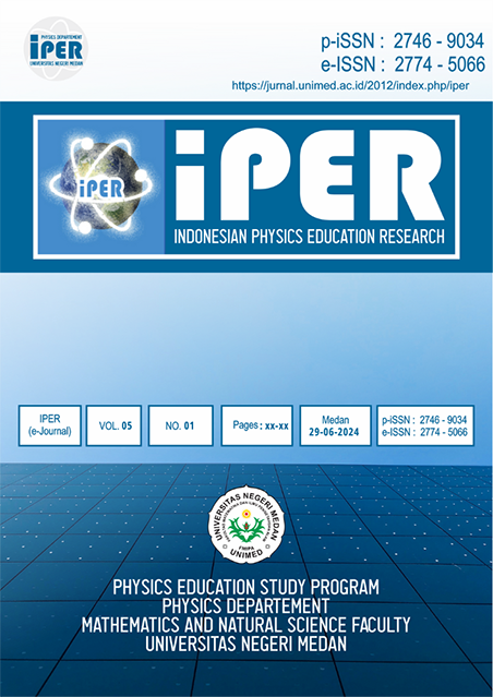 					View Vol. 5 No. 1 (2024): IPER (Indonesian Physics Education Research)
				